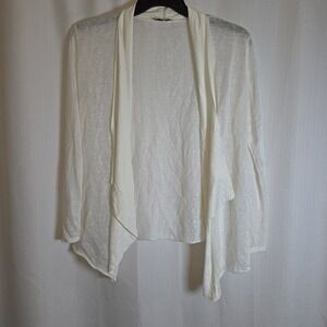 ELENA BALDI Italy Asymmetrical Drape Cardigan Sweater Trim Size L
